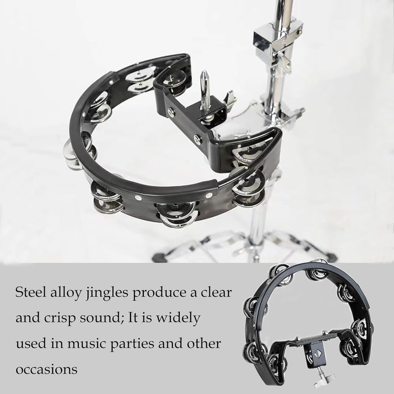 MOONBACK Tambourine and Cowbell Kit, Drum Set Tambourine with Mounting Eye Bolt, Mountable Tambourine And 7 Inch Cowbell for Drum Set - Image 3